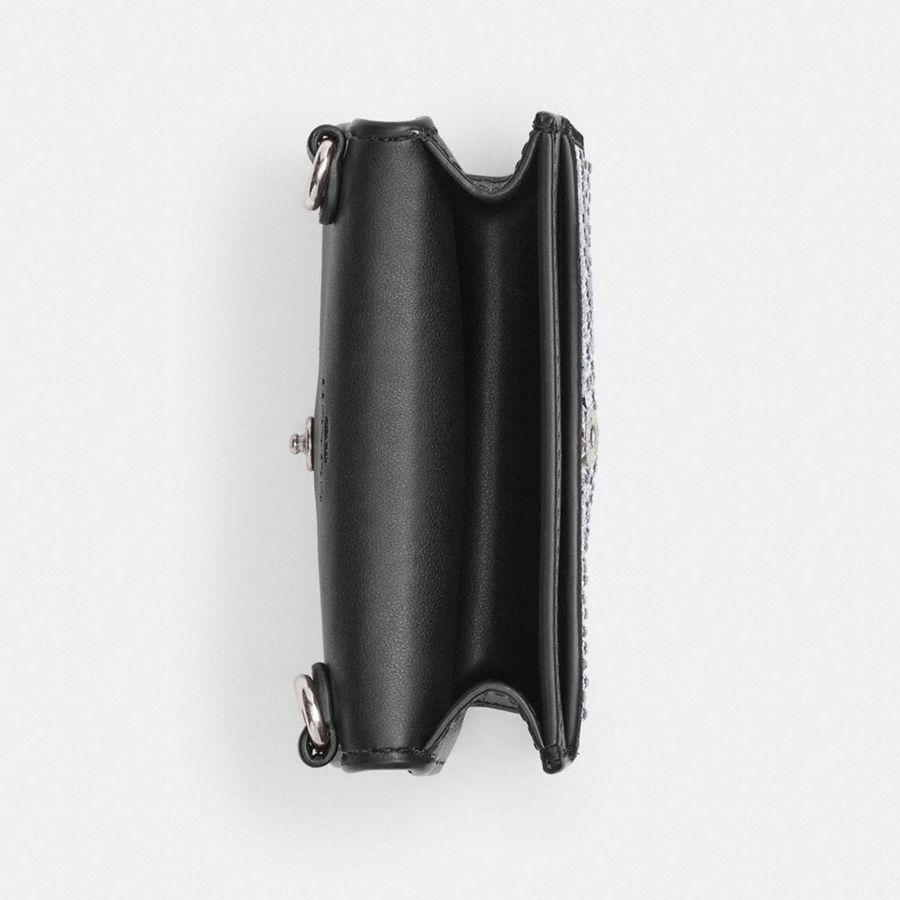 Carteira COACH Essential Half Flap Card Case With Crystal Feminino Prateadas | 78935TJOR