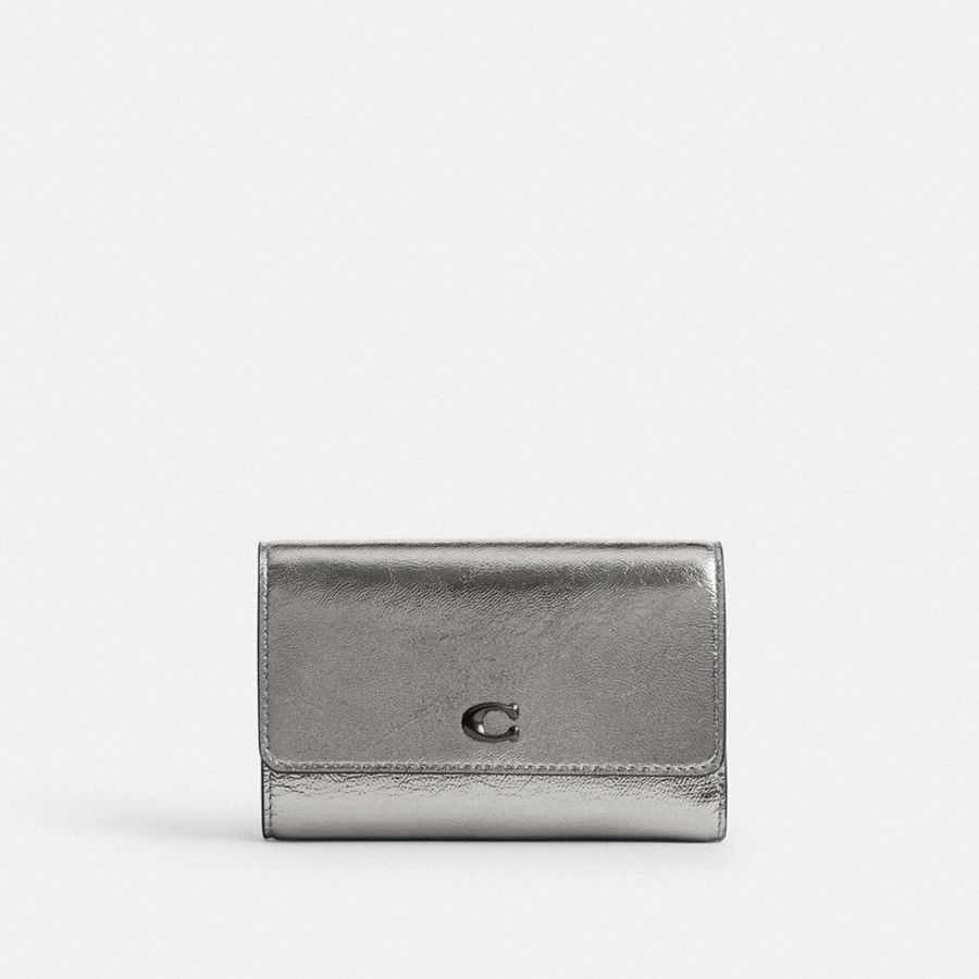 Carteira COACH Essential Medium Flap Feminino Prateadas | 40398BZEX