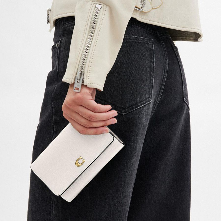 Carteira COACH Essential Medium Flap Feminino Branco | 29041YBDK