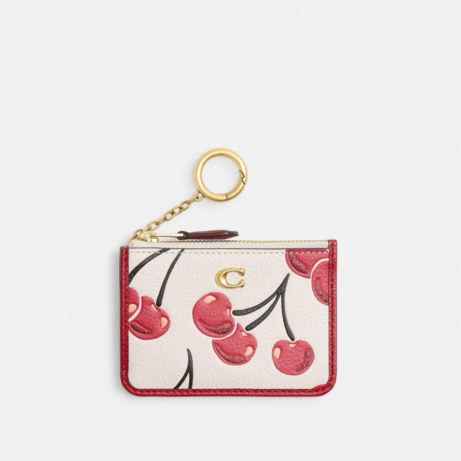 Carteira COACH Essential Mini Skinny Id Case With Cherry Print Feminino Branco | 68014KSLN