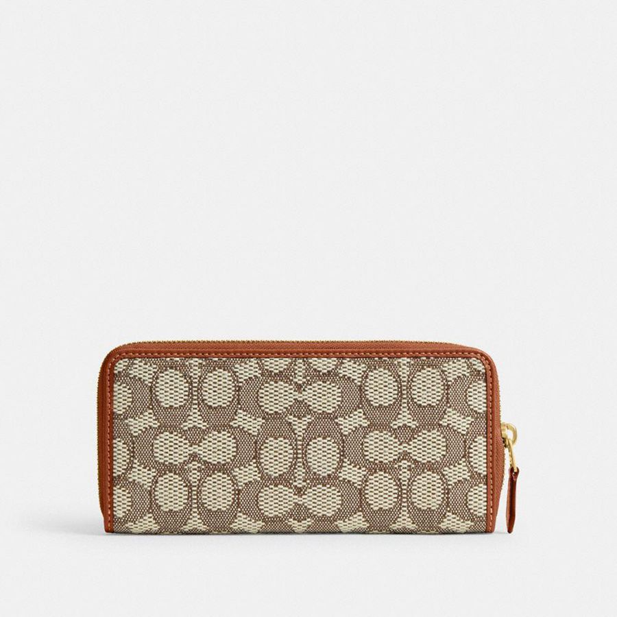 Carteira COACH Essential Slim Accordion Zip In Signature Jacquard Feminino Marrom | 82531HYBQ