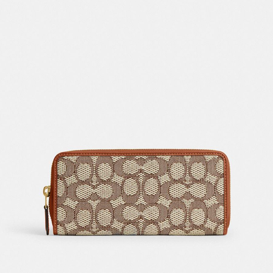 Carteira COACH Essential Slim Accordion Zip In Signature Jacquard Feminino Marrom | 82531HYBQ