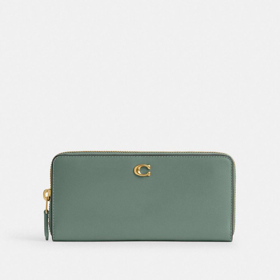 Carteira COACH Essential Slim Accordion Zip Feminino Verde Oliva | 39624BTED