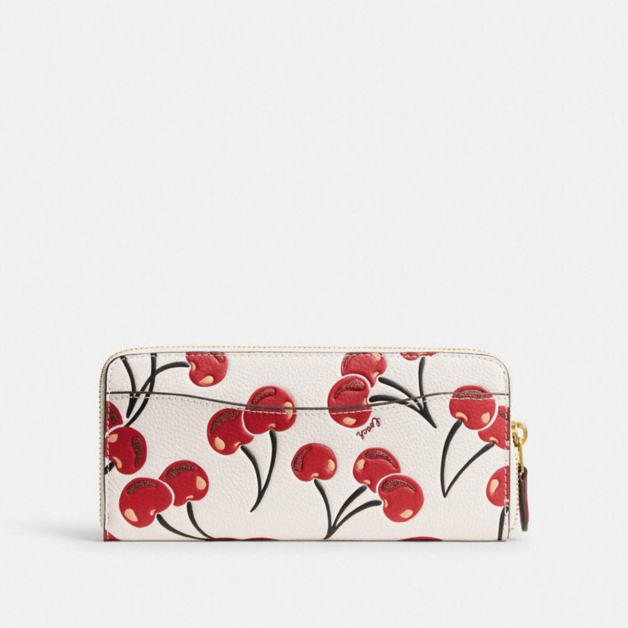 Carteira COACH Essential Slim Accordion Zip With Cherry Print Feminino Vermelhas | 65921DZOS