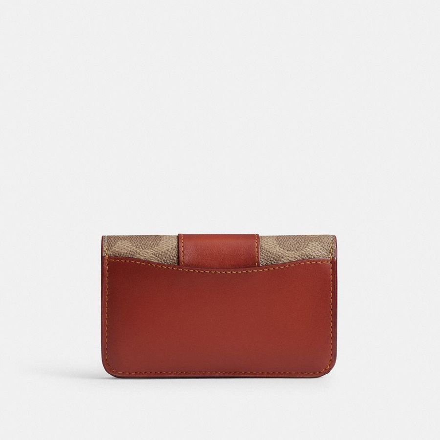 Carteira COACH Essential Slim Card Case In Signature Canvas Feminino Marrom | 89421HUQA