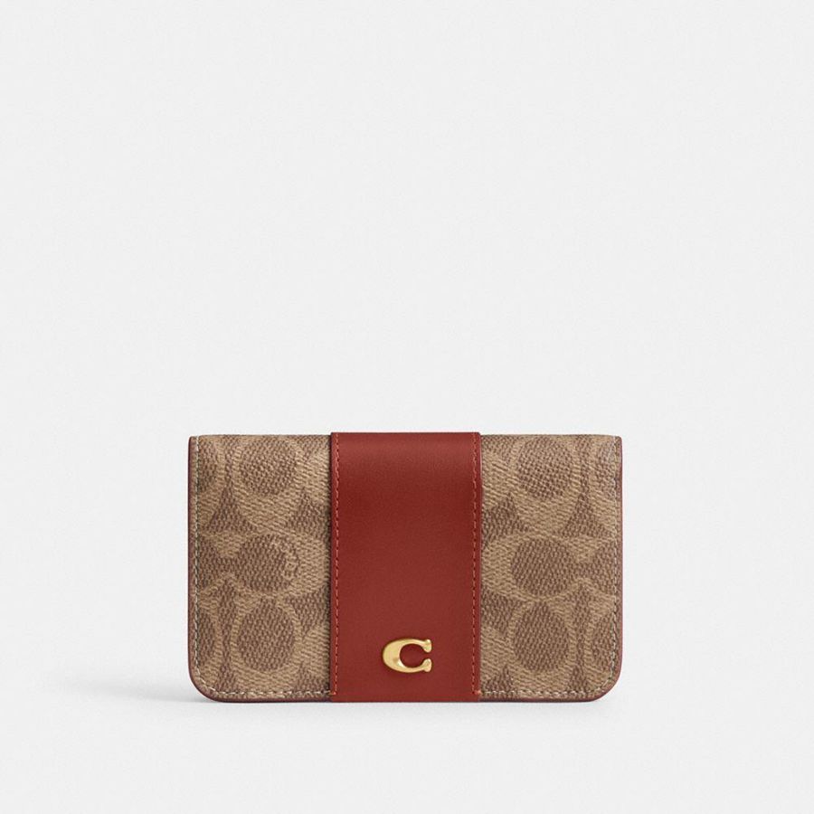 Carteira COACH Essential Slim Card Case In Signature Canvas Feminino Marrom | 89421HUQA