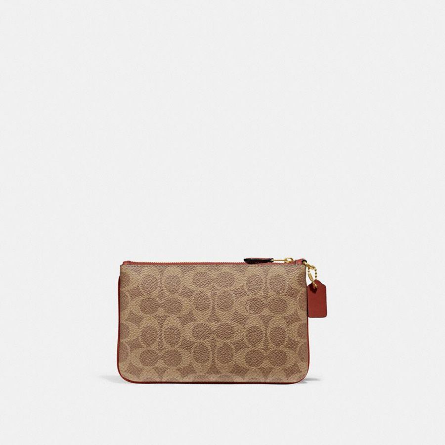 Carteira COACH Essential Small Wristlet In Signature Canvas Feminino Marrom | 63875KTDG