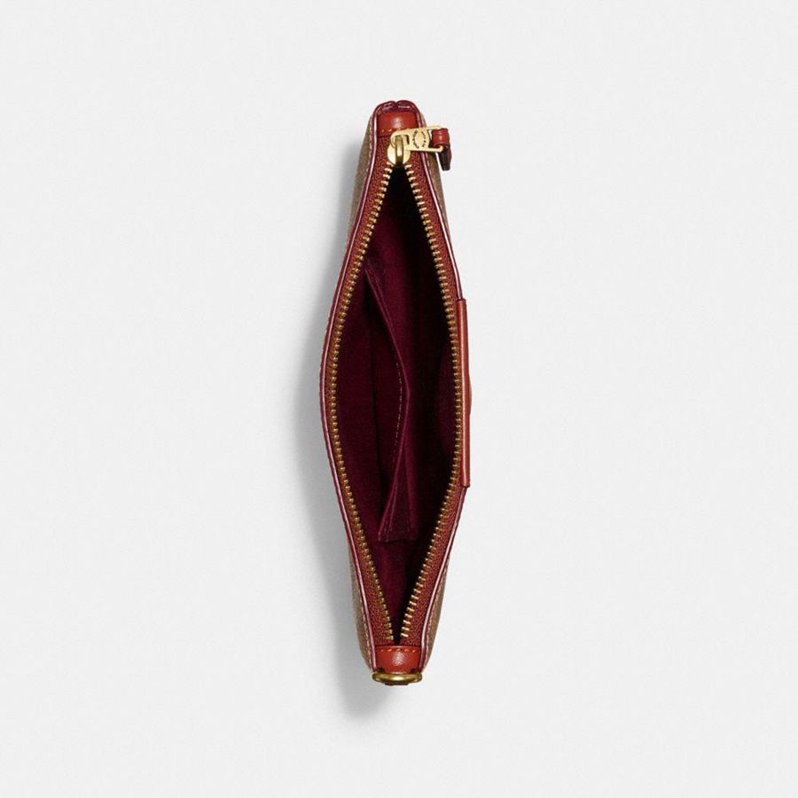 Carteira COACH Essential Small Wristlet In Signature Canvas Feminino Marrom | 63875KTDG