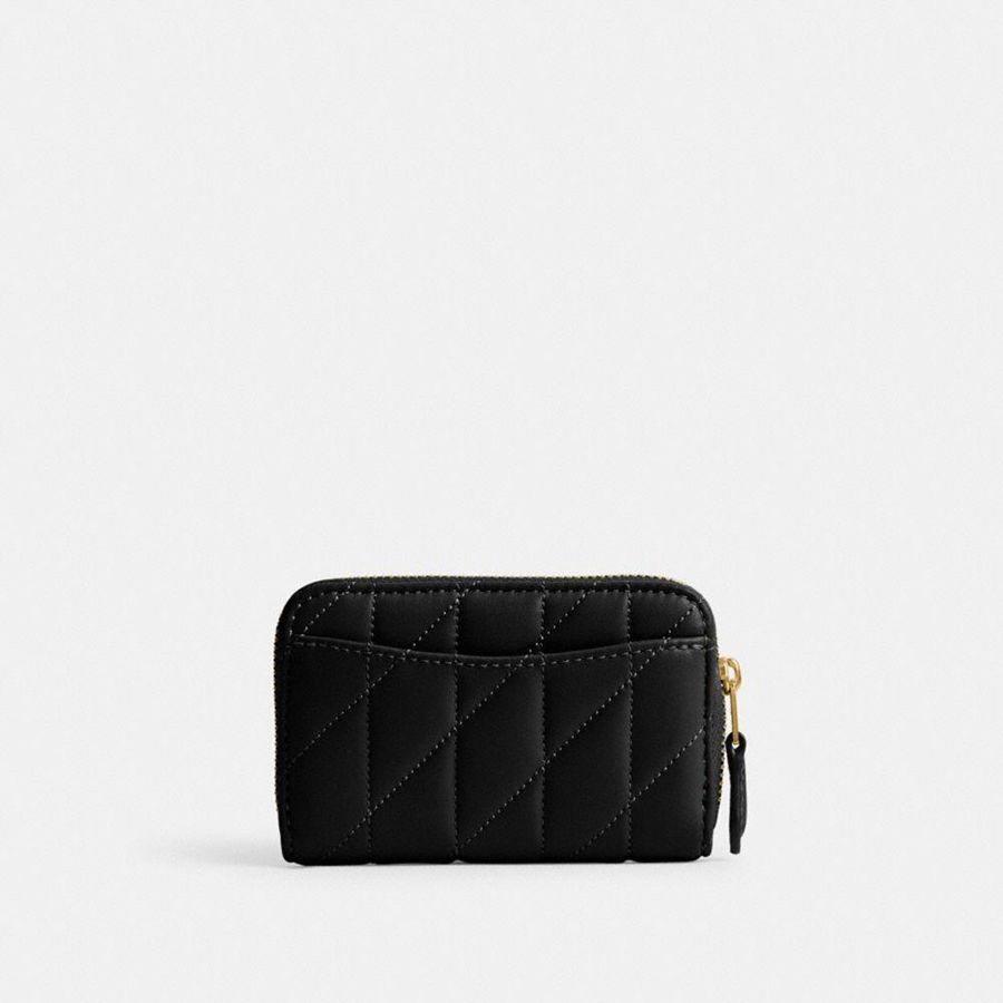 Carteira COACH Essential Small Zip Around Card Case With Pillow Quilting Feminino Pretas | 14587ZEOV