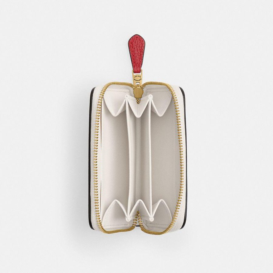 Carteira COACH Essential Small Zip Around Card Case With Cherry Print Feminino Branco | 81974UGCO