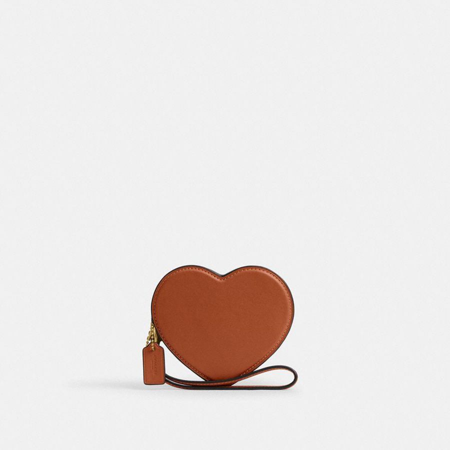 Carteira COACH Heart Coin Purse Feminino Marrom | 96845RWSF