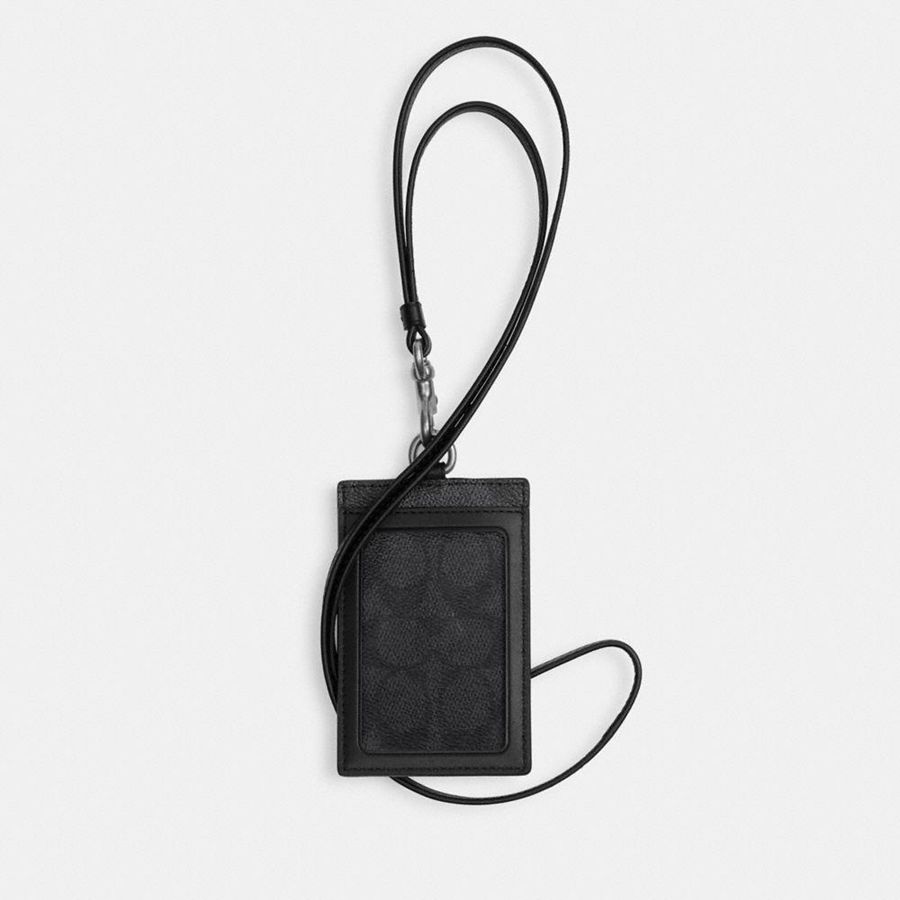 Carteira COACH Id Lanyard In Signature Canvas Masculino Cinzentas | 85692ZGCA