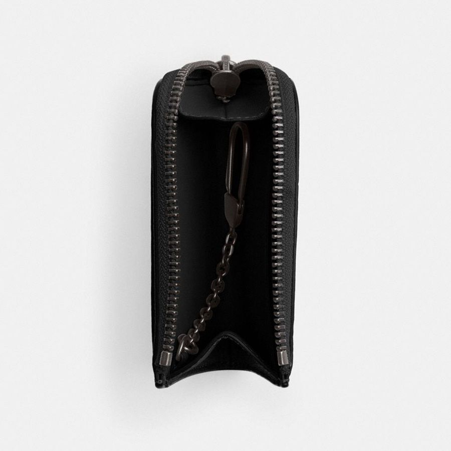 Carteira COACH L Zip Key Case Masculino Pretas | 47635HOTI