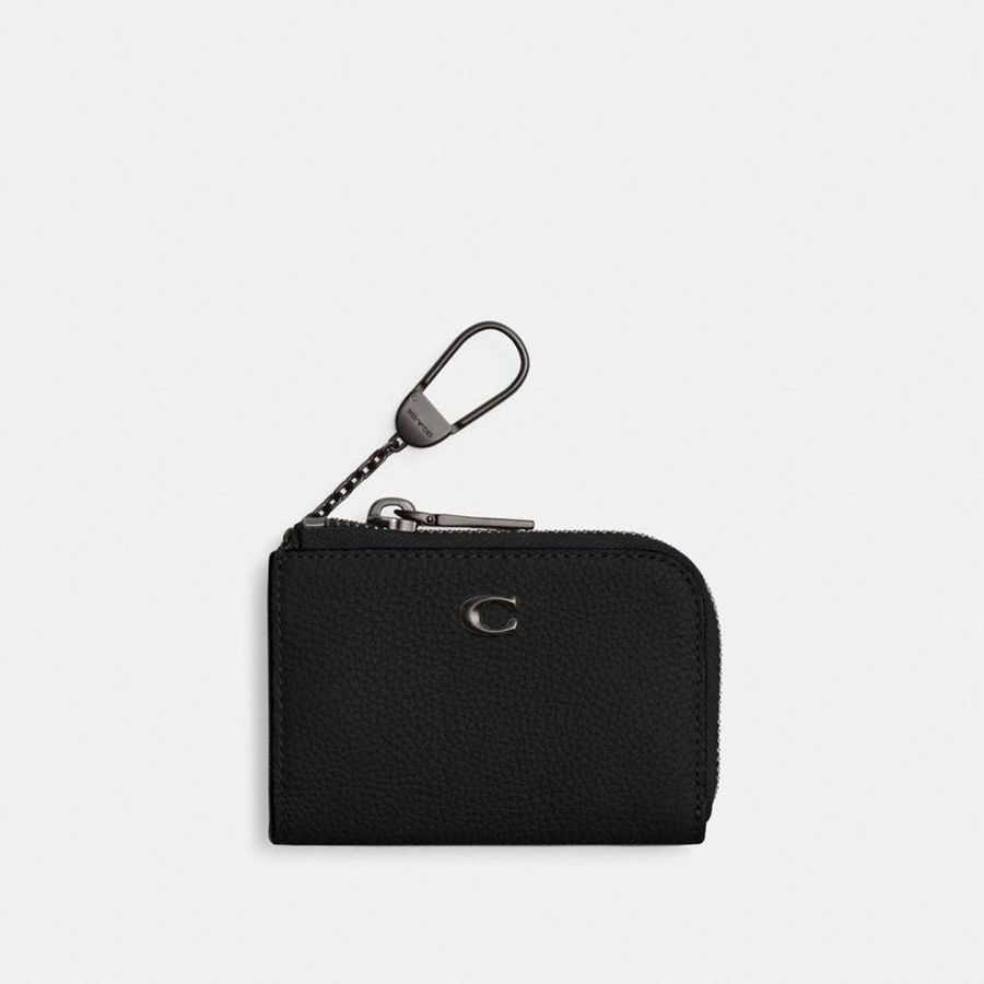 Carteira COACH L Zip Key Case Masculino Pretas | 47635HOTI