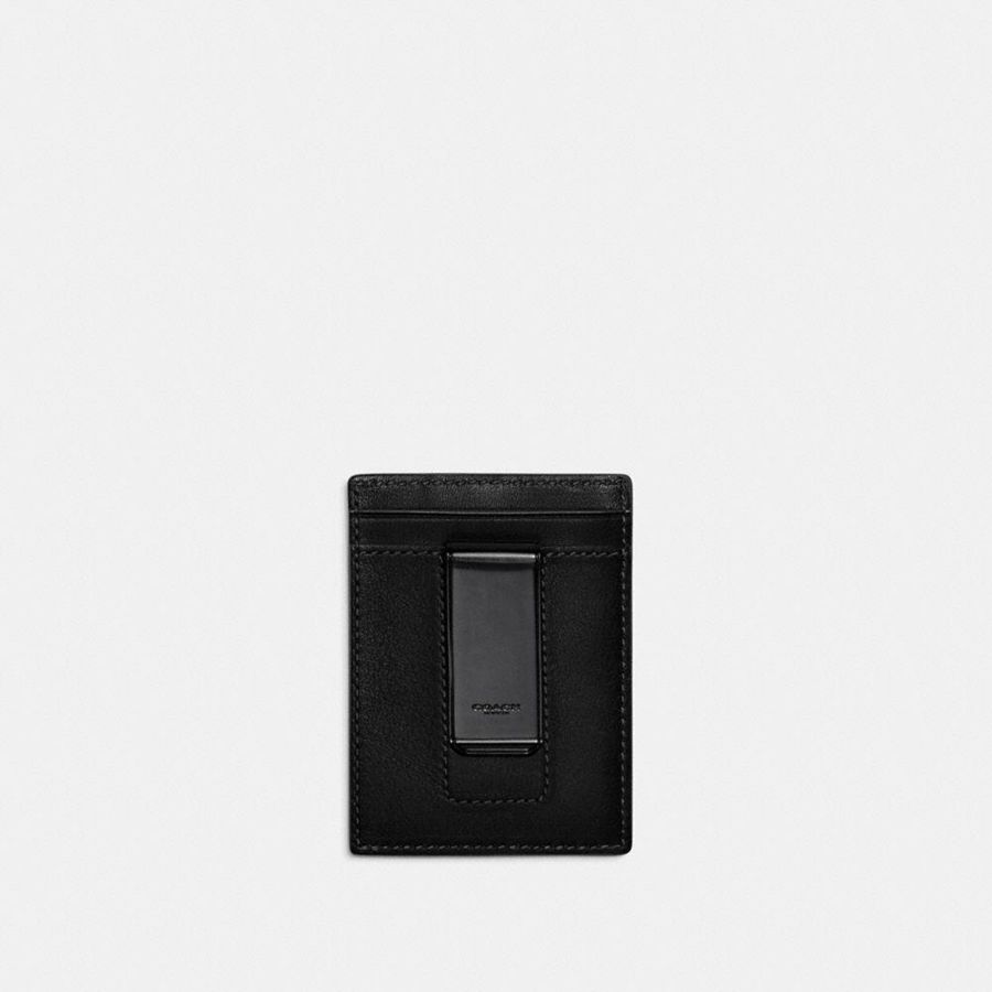 Carteira COACH Money Clip Card Case Masculino Pretas | 73018SYKN