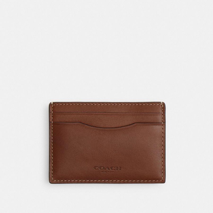 Carteira COACH Money Clip Card Case Masculino Marrom | 90574ZGNA