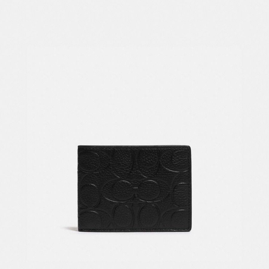 Carteira COACH Slim Billfold In Signature Leather Masculino Pretas | 67309NWBH