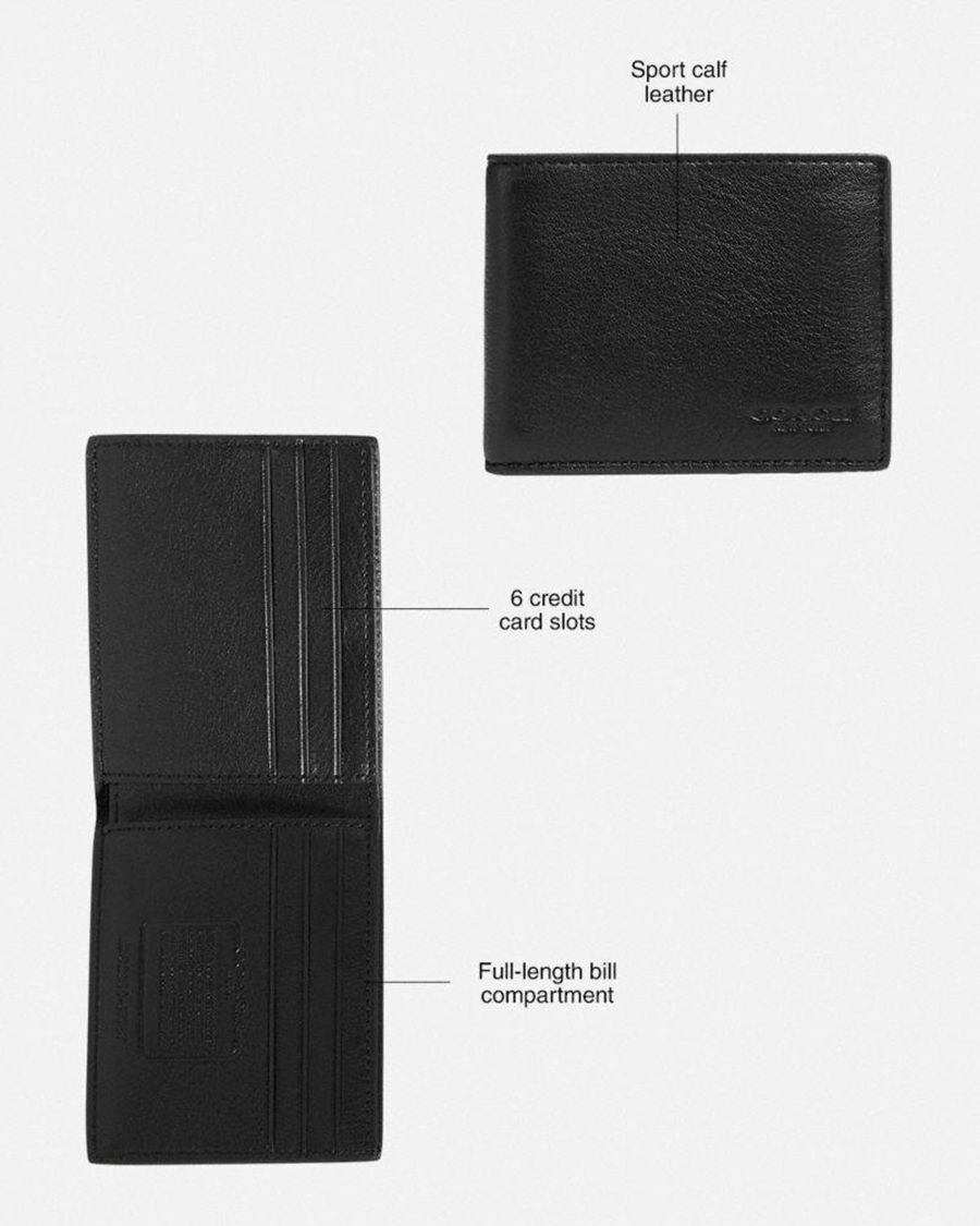 Carteira COACH Slim Billfold Masculino Marrom | 56197OPAE