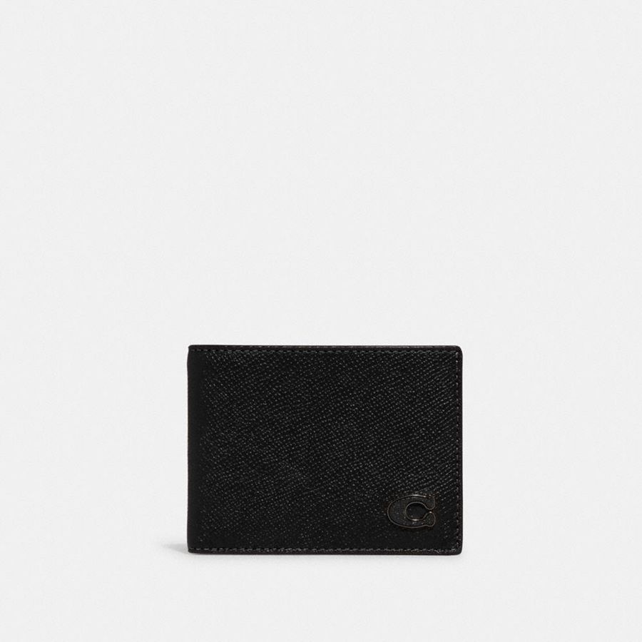 Carteira COACH Slim Billfold Masculino Pretas | 14527VMRK