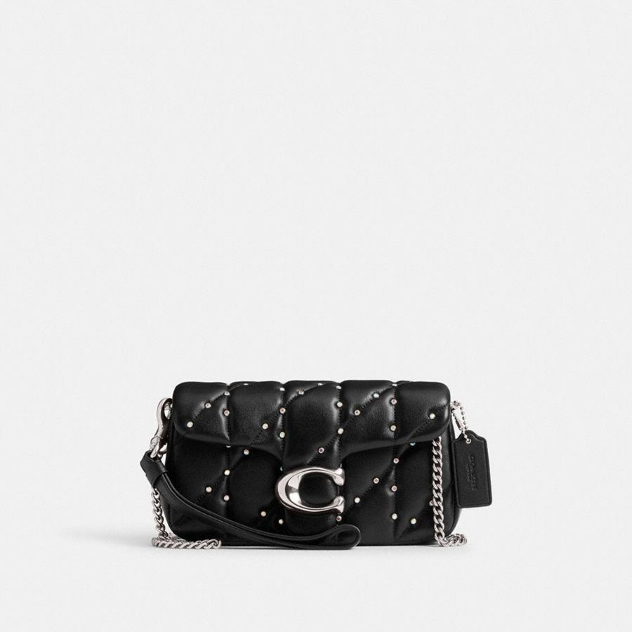 Carteira COACH Tabby Crossbody Wristlet With Pillow Quilting And Crystal Rivets Feminino Pretas | 20534VSCQ