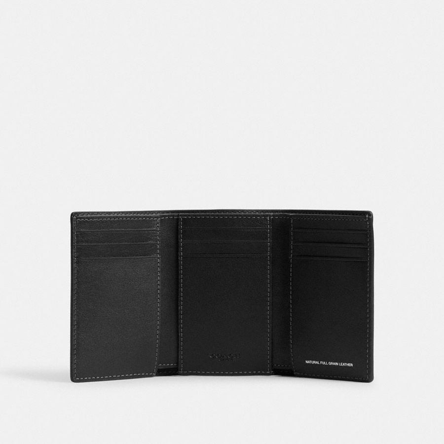 Carteira COACH Trifold Masculino Pretas | 08536QLPY