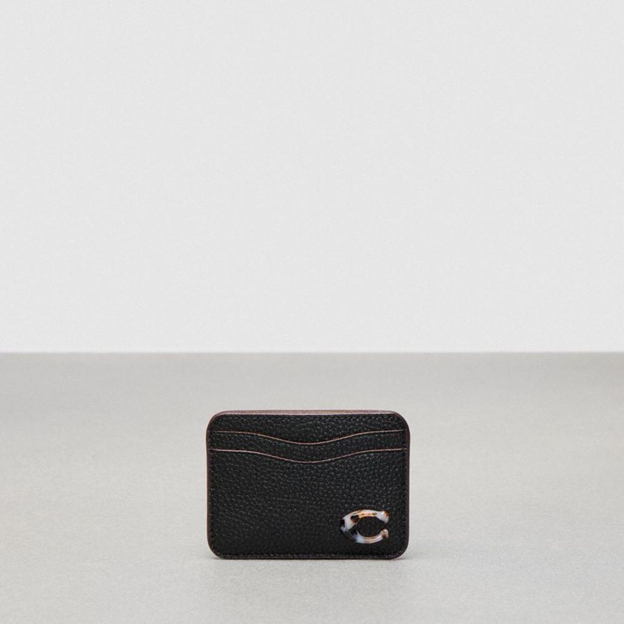 Carteira COACH Wavy Card Case In Coachtopia Leather Feminino Pretas | 41876ROSH