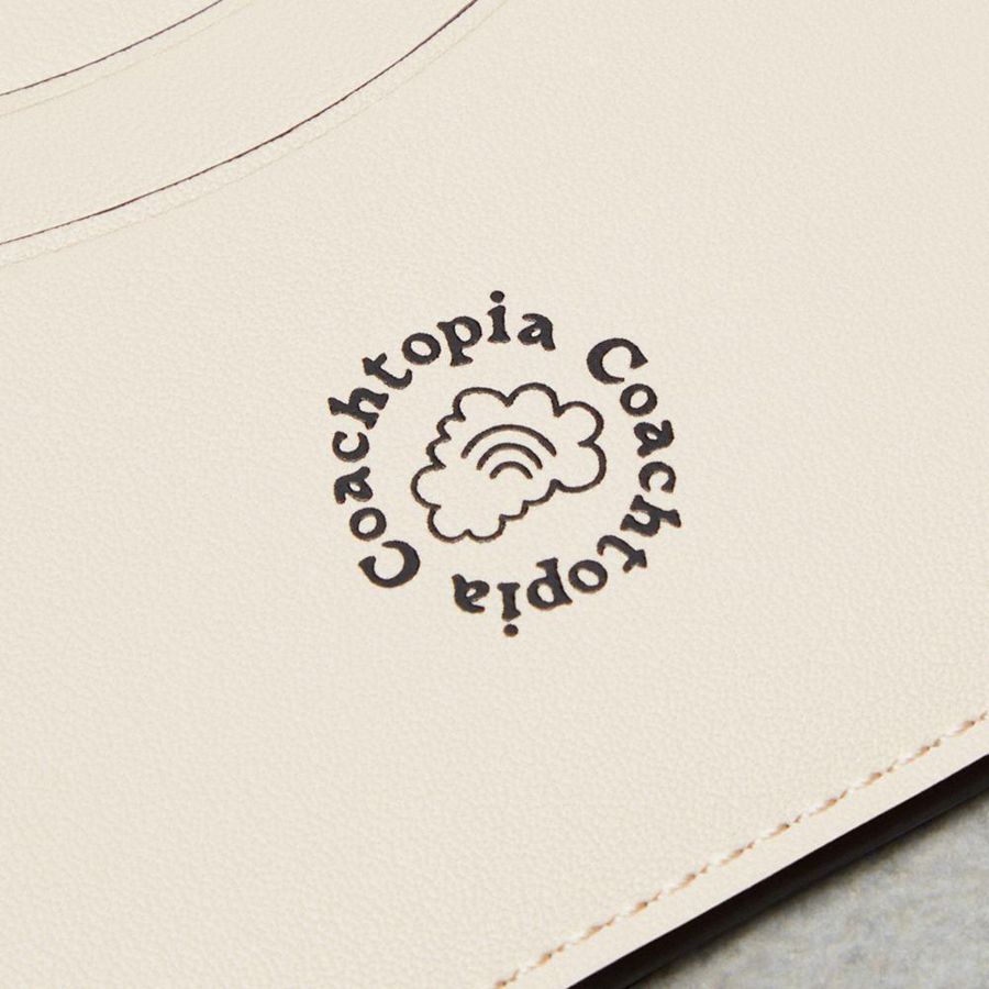 Carteira COACH Wavy Card Case In Coachtopia Leather With Cherry Print Feminino Branco | 23648ZMFC