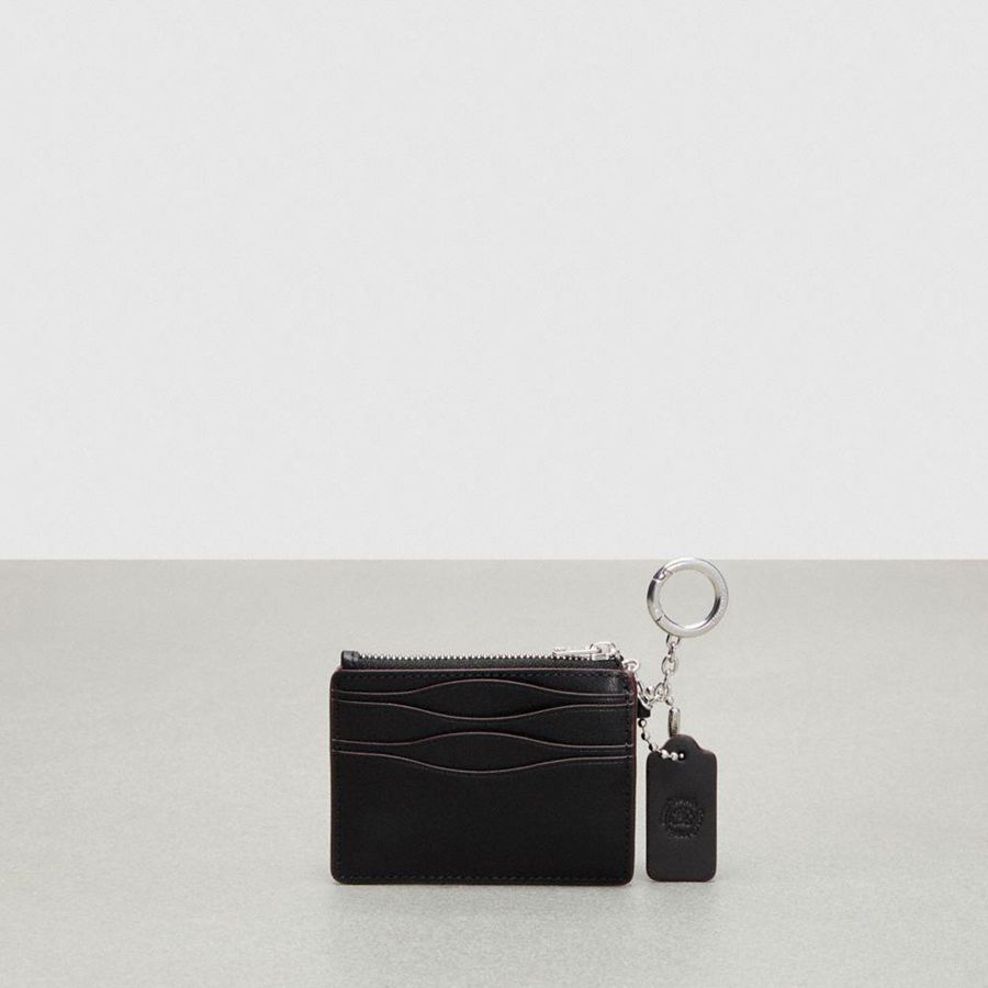 Carteira COACH Wavy Zip Card Case With Key Ring Feminino Pretas | 25981YLGP