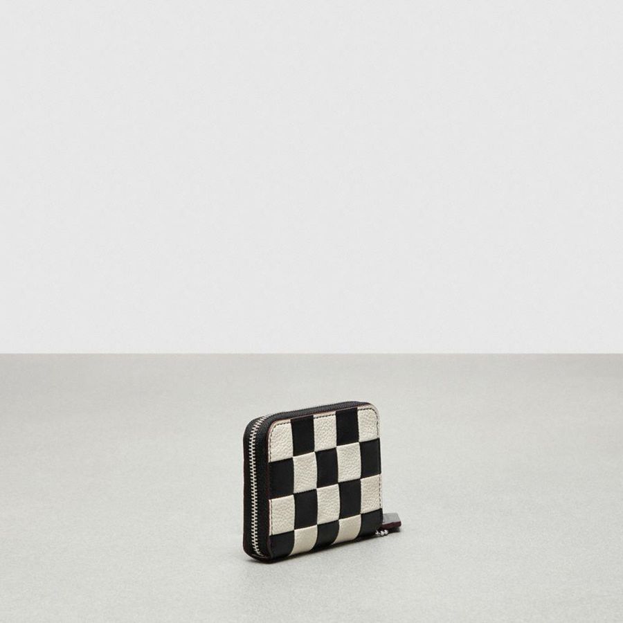 Carteira COACH Zip Around In Checkerboard Upcrafted Leather Feminino Pretas | 05483MROK