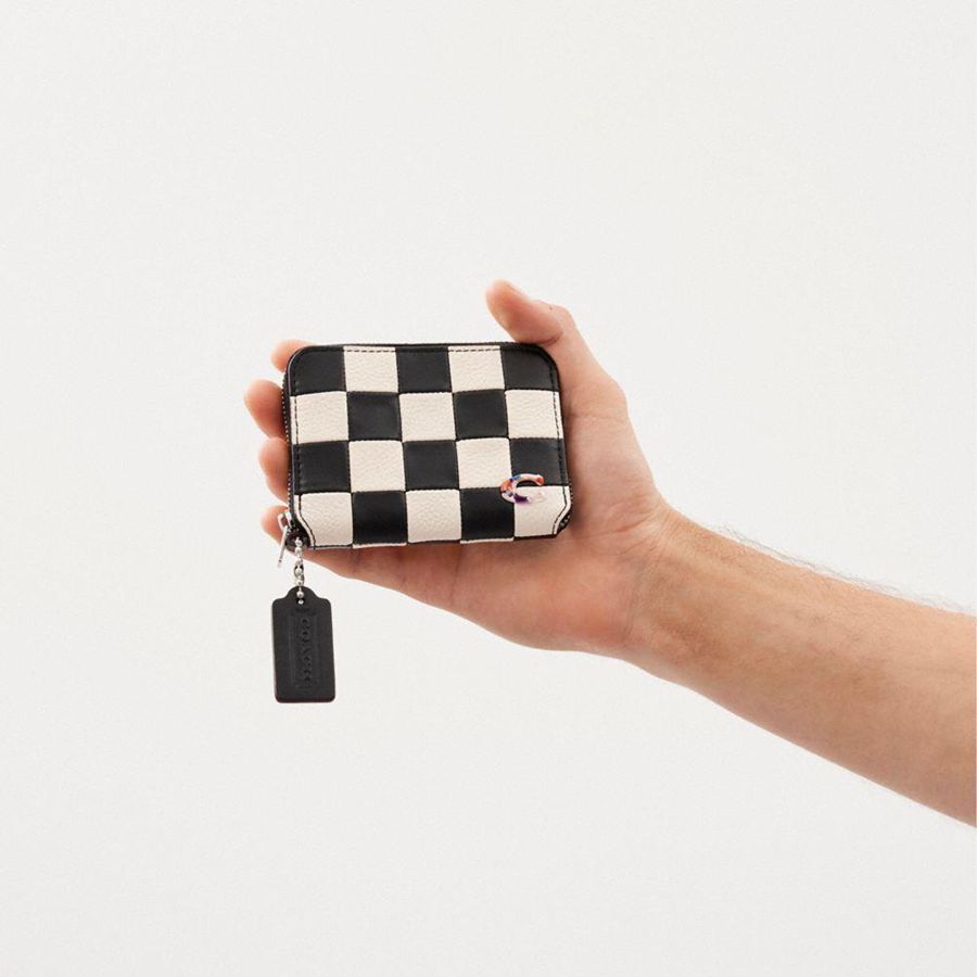 Carteira COACH Zip Around In Checkerboard Upcrafted Leather Feminino Pretas | 05483MROK