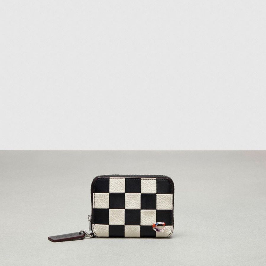 Carteira COACH Zip Around In Checkerboard Upcrafted Leather Feminino Pretas | 05483MROK