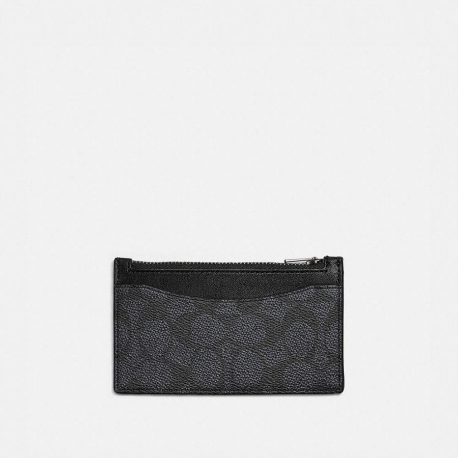 Carteira COACH Zip Card Case In Signature Canvas Masculino Cinzentas | 07564PNBU