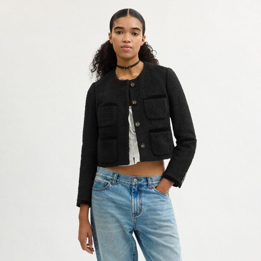 Casaco COACH Boucle Feminino Pretas | 89076MOYA