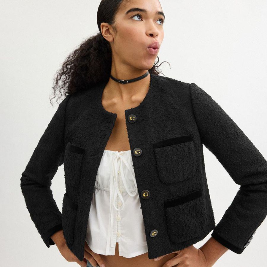 Casaco COACH Boucle Feminino Pretas | 89076MOYA
