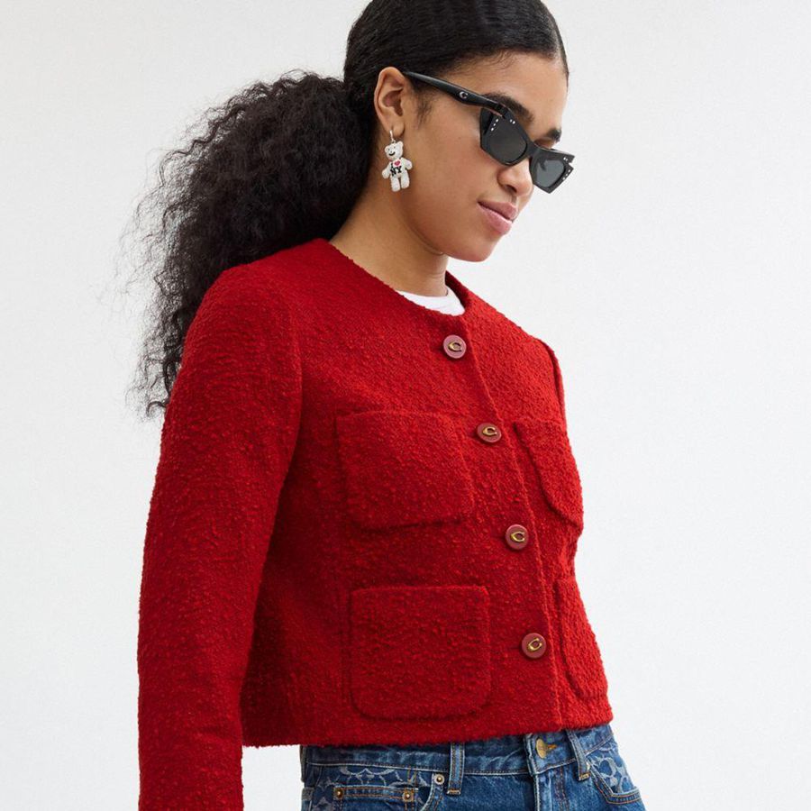 Casaco COACH Boucle Feminino Vermelhas | 52978ZGYA