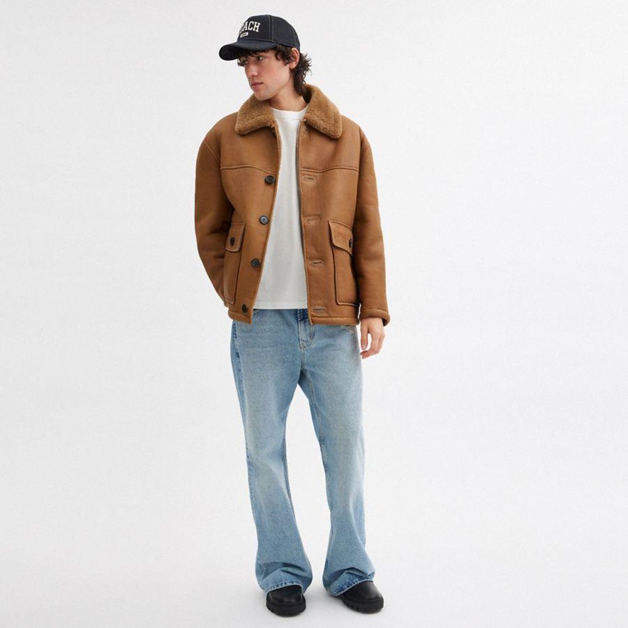 Casaco COACH Classic Shearling Coat Masculino Marrom | 34729FKWZ