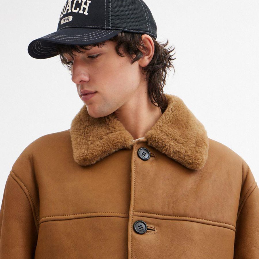 Casaco COACH Classic Shearling Coat Masculino Marrom | 34729FKWZ