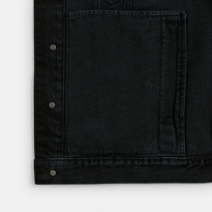Casaco COACH Denim In Organic Cotton Masculino Pretas | 89672WLGI