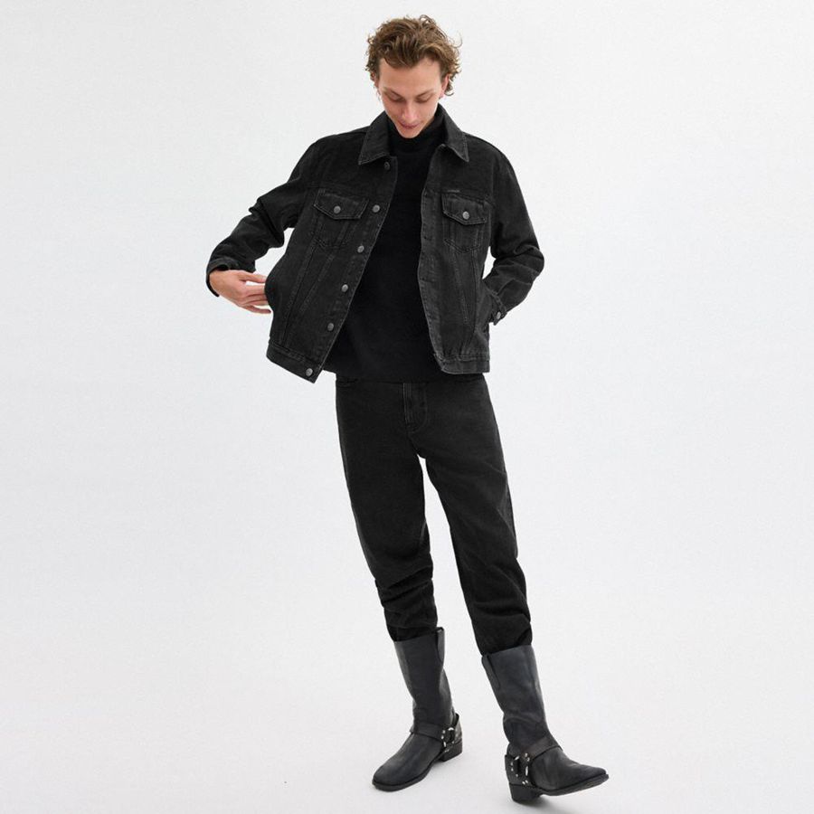 Casaco COACH Denim In Organic Cotton Masculino Pretas | 89672WLGI