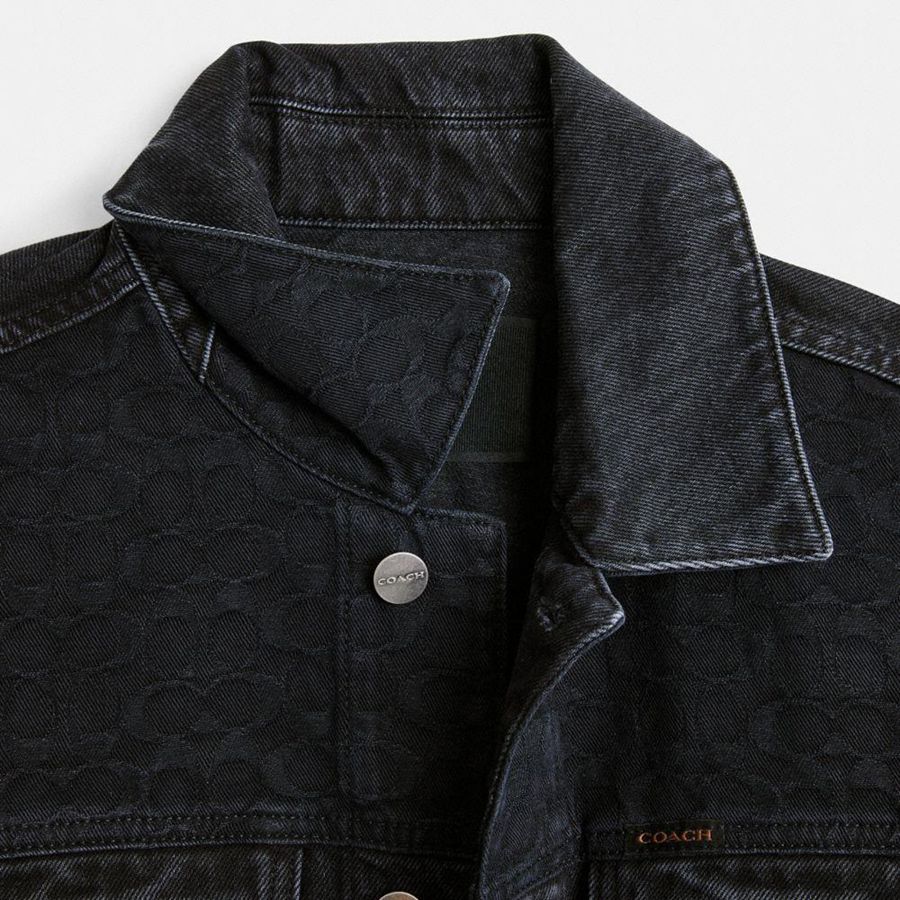 Casaco COACH Denim In Organic Cotton Masculino Pretas | 89672WLGI