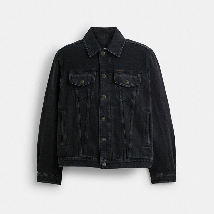 Casaco COACH Denim In Organic Cotton Masculino Pretas | 89672WLGI