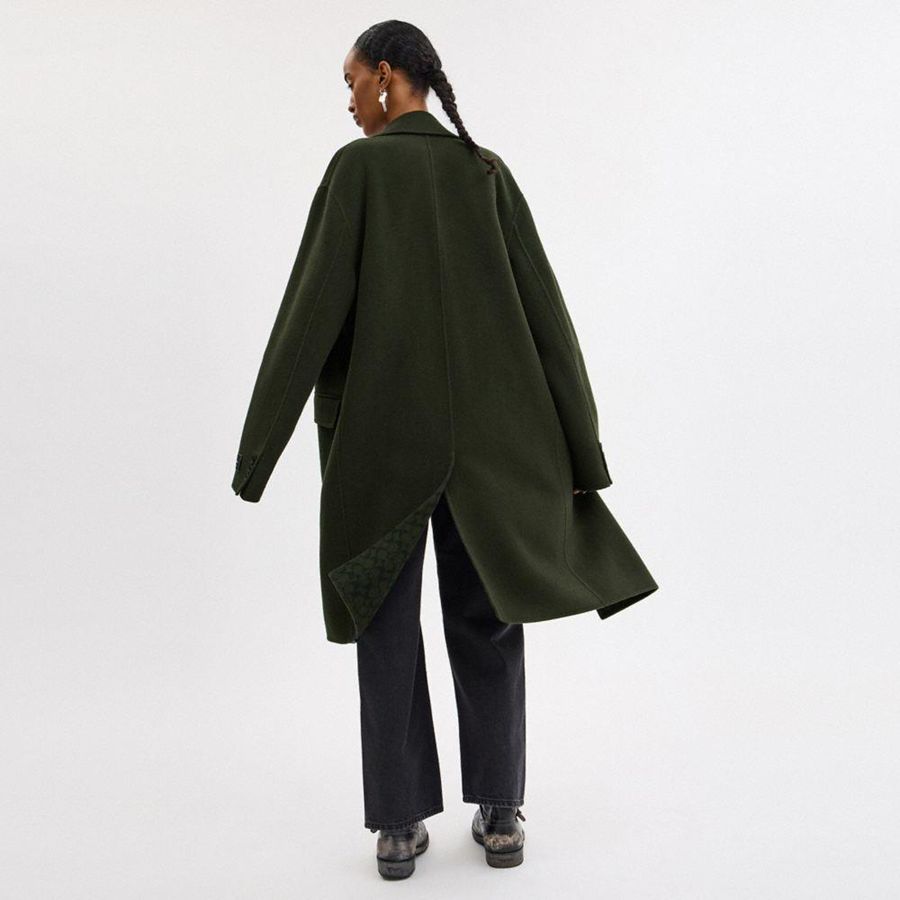 Casaco COACH Double Faced Wool Coat Masculino Verdes | 89013CLUT