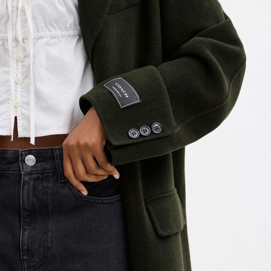 Casaco COACH Double Faced Wool Coat Masculino Verdes | 89013CLUT