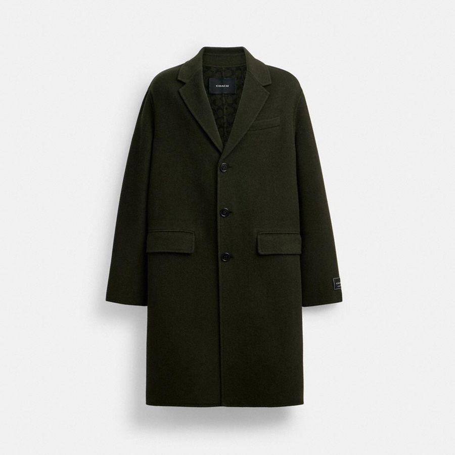 Casaco COACH Double Faced Wool Coat Masculino Verdes | 89013CLUT