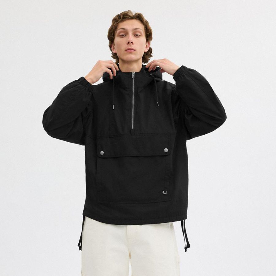 Casaco COACH Half Zip Pullover Masculino Pretas | 59102NHGU