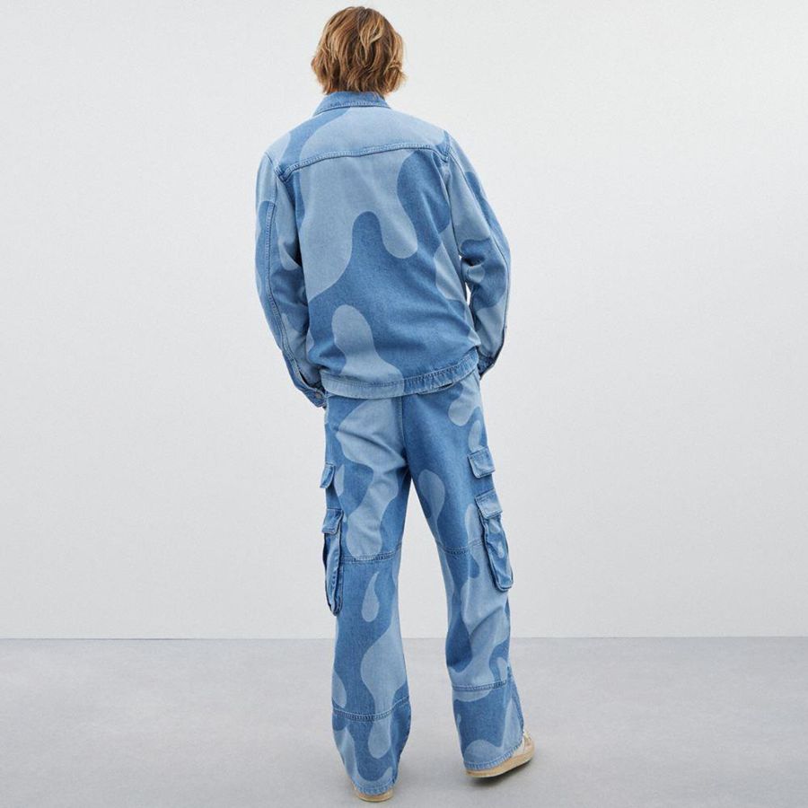 Casaco COACH Jean In Wavy Wash Masculino Azuis | 03758FJMA