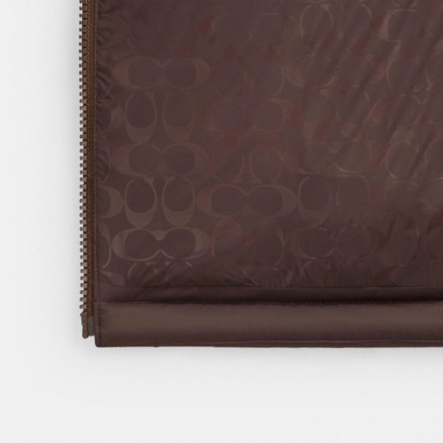 Casaco COACH Mid Length Belted Down In Recycled Polyamide Feminino Marrom | 47915XFCB