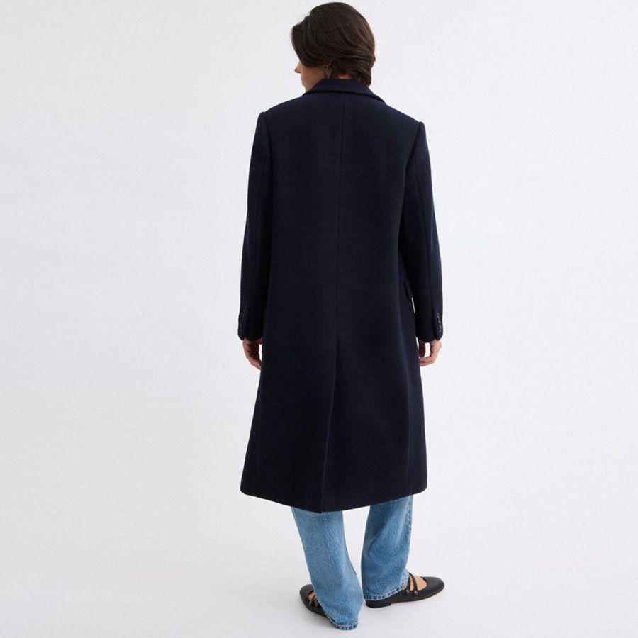 Casaco COACH Oversized Wool Feminino Azul Marinho | 75041SOIY