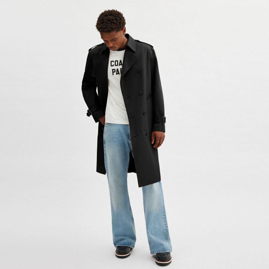 Casaco COACH Relaxed Trench Coat Masculino Pretas | 81509JFIE