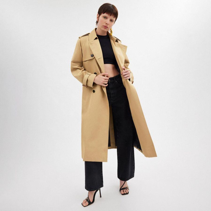Casaco COACH Relaxed Trench Feminino Caqui | 59312MFEW